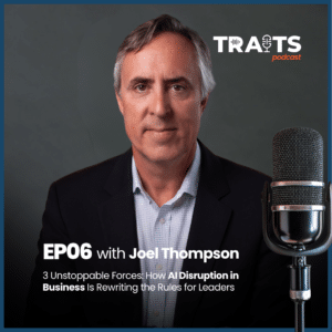 Joel Thompson and host Mark discuss AI disruption in business on the S2E6 podcast episode cover.
