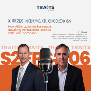 Joel Thompson and host Mark discuss AI disruption in business on the S2E6 podcast episode cover